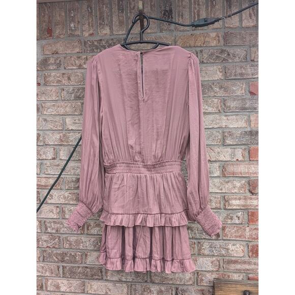 DO+BE Women's Dress S L/S Dusty Rose Ruffle Skirt Scoop Neck Silky Soft - Picture 3 of 7